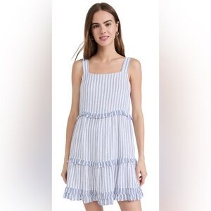 Rails Linen Blend Sandy Mini Dress Blue Iris Stripe Size Small